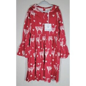 Kate Quinn Red Llama Heart Bamboo Dress Girls 7Y NWT 2023